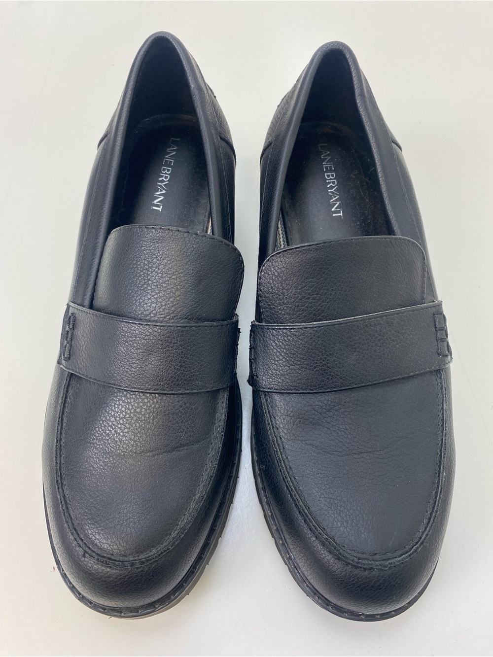 Lane Bryant Black Leather Penny Loafers